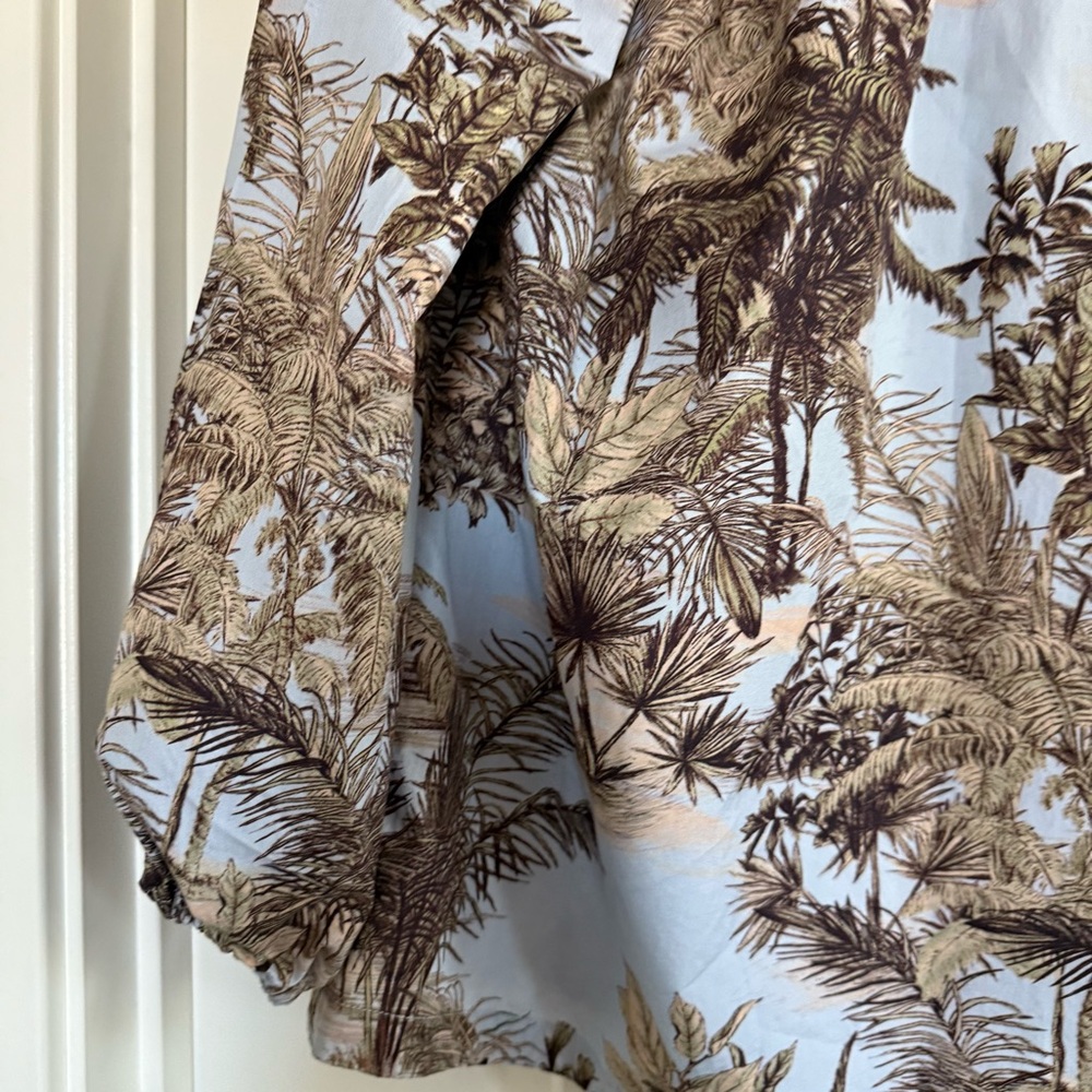 Marc Cain made in Europe tropical vacation botanical palm tree blouse cotton - Picture 13 of 15